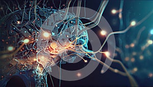 Digital brain machine - Artificial intelligence - generative AI, AI generated