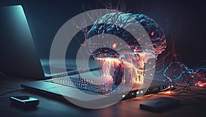 Digital brain machine - Artificial intelligence - generative AI, AI generated