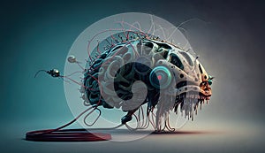 Digital brain machine - Artificial intelligence - generative AI, AI generated