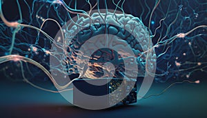 Digital brain machine - Artificial intelligence - generative AI, AI generated