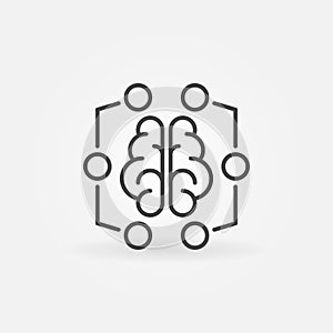 Digital brain minimal icon - vector machine learning sign