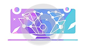 Digital Brain Network Artificial Intelligence Tech, vector design Generative AI