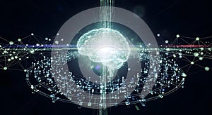 Digital Brain Network Global Connection Artificial Intelligence Concept