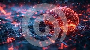 Digital brain with neural network visualization - generative ai