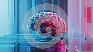 Digital brain processing artificial intelligence futuristic data