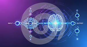Digital brain processing data with input and output connections