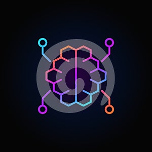 Digital brain vector colorful linear icon on dark background