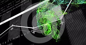 Digital brain visualization and data processing image over programming code