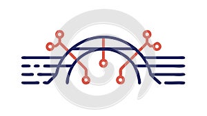 Digital bridge connection, symbolizing network infrastructure and data flow, vector design Generative AI