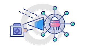 Digital Broadcast Icon: Data Flow Network Communication, vector design Generative AI