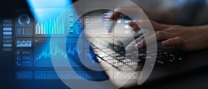 Digital Business Analytics Dashboard and Data Visualization on a Virtual Touchscreen Interface