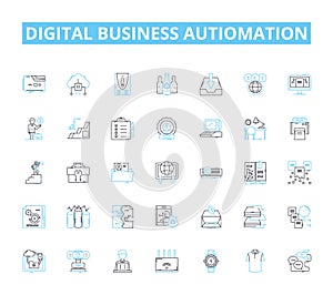 Digital business autiomation linear icons set. Efficiency, Streamline, Integration, Innovation, Optimization photo