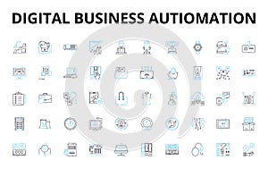Digital business autiomation linear icons set. Efficiency, Streamline, Integration, Innovation, Optimization photo