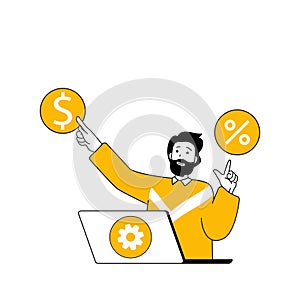 Digital business concept with cartoon people in flat design for web. Vector illustration