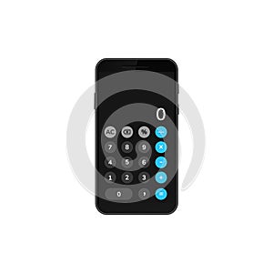 Digital calculator app interface on modern smartphone display with numeric keypad design
