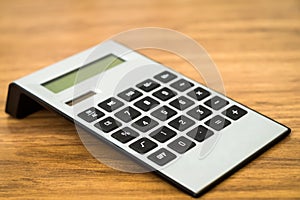 Digital calculator on table