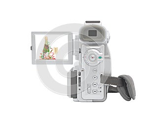 Digital camcorder isolated on white background.