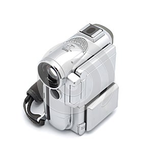 Digital camcorder isolated on white background.