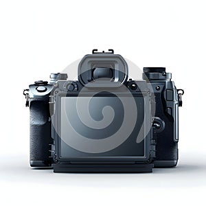 Digital camera back view isolated on white background
