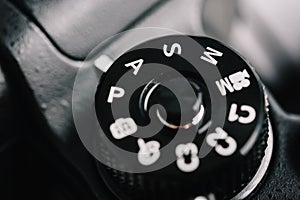 Digital Camera Control Dial Showing Aperture, Shutter Speed, Manual and Program Modes