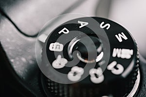 Digital Camera Control Dial Showing Aperture, Shutter Speed, Manual and Program Modes