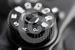 Digital Camera Control Dial Showing Aperture, Shutter Speed, Manual and Program Modes