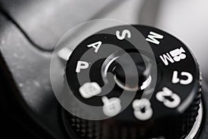 Digital Camera Control Dial Showing Aperture, Shutter Speed, Manual and Program Modes