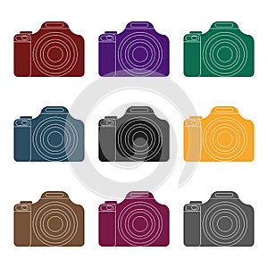 Digital camera icon in black style isolated on white background. Rest and travel symbol stock vector illustration.
