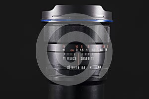 Digital camera lens with dark background