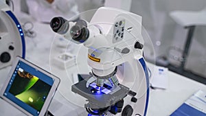 Digital Camera Microscope In Science Laboratory photo