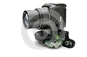 Digital camera with open battery compartment