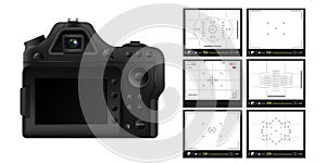 Digital camera with screens of shooting modes template