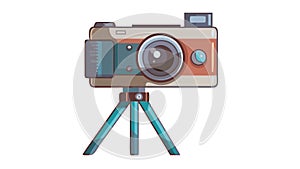 Digital Camera with Tripod and External Flash, vector design Generative AI