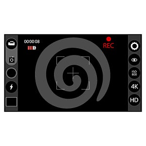 Digital Camera Viewfinder with Exposure and Settings. Modern Interface Concept. Template Focusing Screen