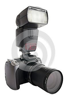 Digital camera with zoom barrel and flash