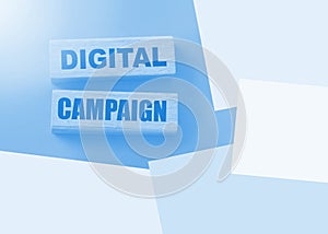 Digital Campaign written on wood blocks on red. Online business concept