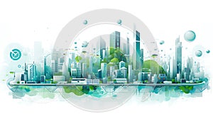 A digital canvas showing a smart city alive with interactive nodes, symbolizing a networked, responsive urban environment
