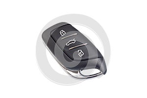 Digital car key remote control with unlockable and lockable buttons isolated on white background