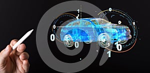 A digital car technology smart in virtuel room