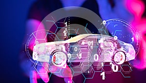 A digital car technology smart in virtuel room