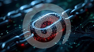 Digital chain link representing blockchain technology security