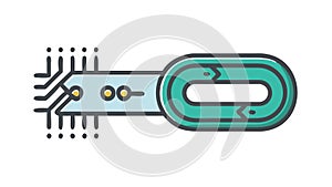 Digital Chain Link Security, Blockchain Technology Secure Connection, vector design Generative AI