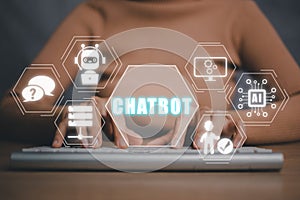Digital chatbot, chat GPT, robot application, AI Artificial Intelligence concept
