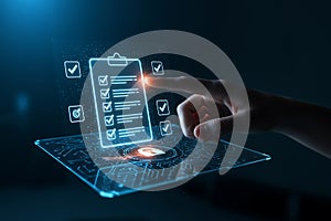 Digital checklist app concept futuristic interface interactive technology task management