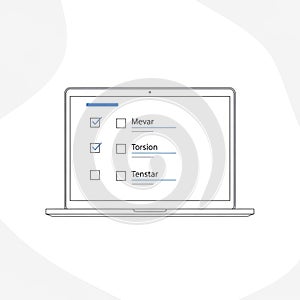 Checklist on laptop screen isolated on white background