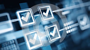 Digital checklist showing task completion and validation
