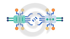Digital circuit board connection, advanced data flow technology, vector design Generative AI