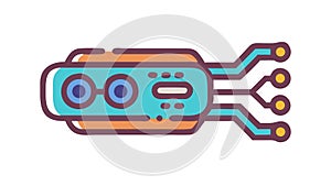 Digital Circuit Board Data Flow Icon, Computing Technology, vector design Generative AI