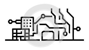 Digital Circuit Board Icon, Smart Technology Pathway, vector design Generative AI