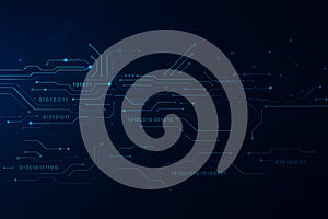 Digital circuit board illustration representing technology innovation and computer processing